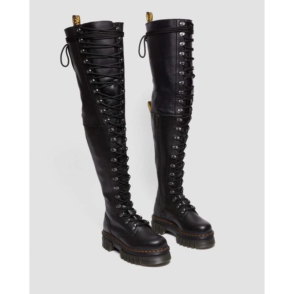Dr Martens Audrick 22-Eye Extreme Lace Knee High Platform Boots